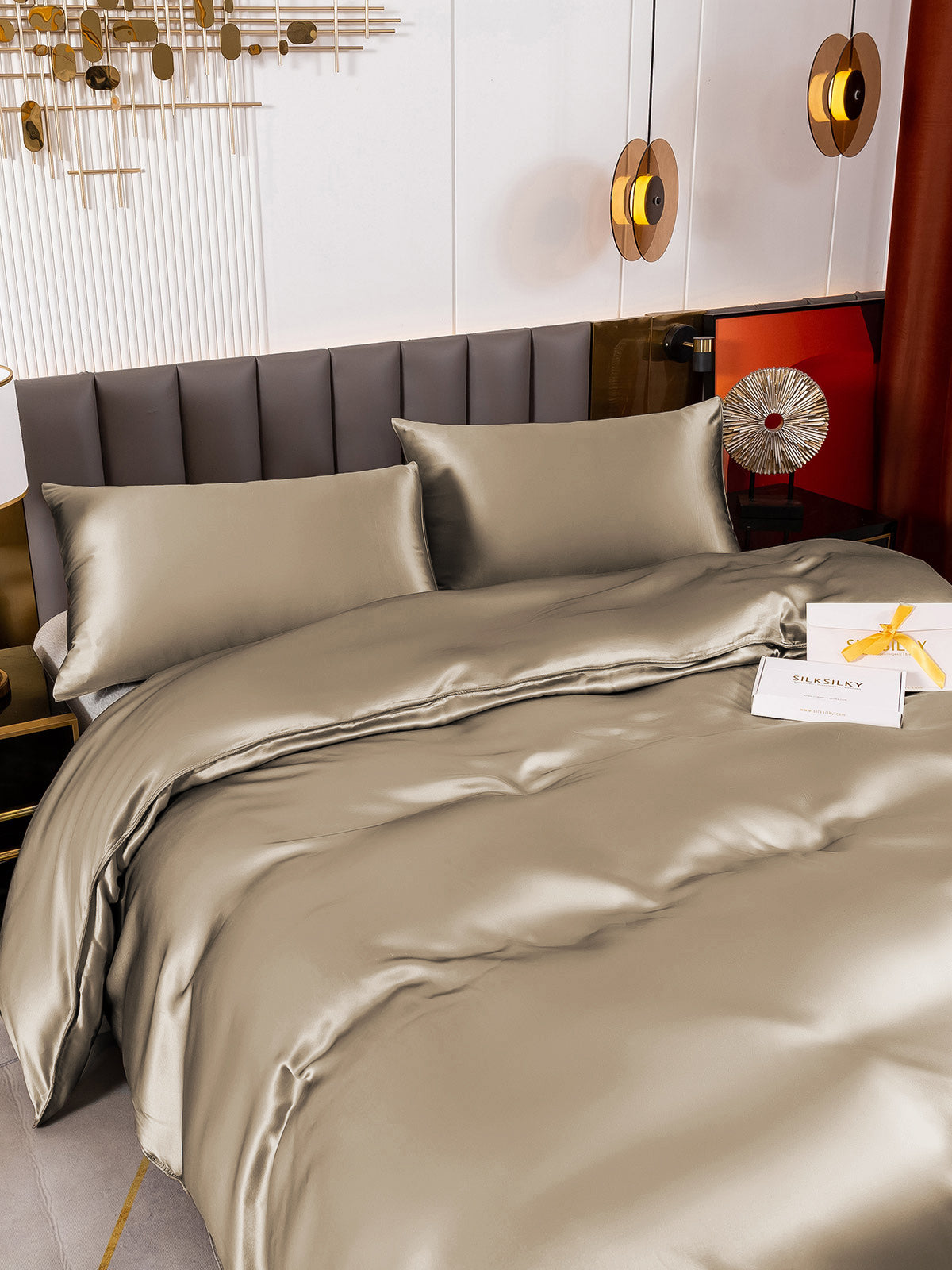 [Khaki] SilkSilky-FI 19Momme Bedding Set 004