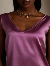 [Tumma Violetti] SilkSilky-FI Sleeveless V Neck Camisole Top 006