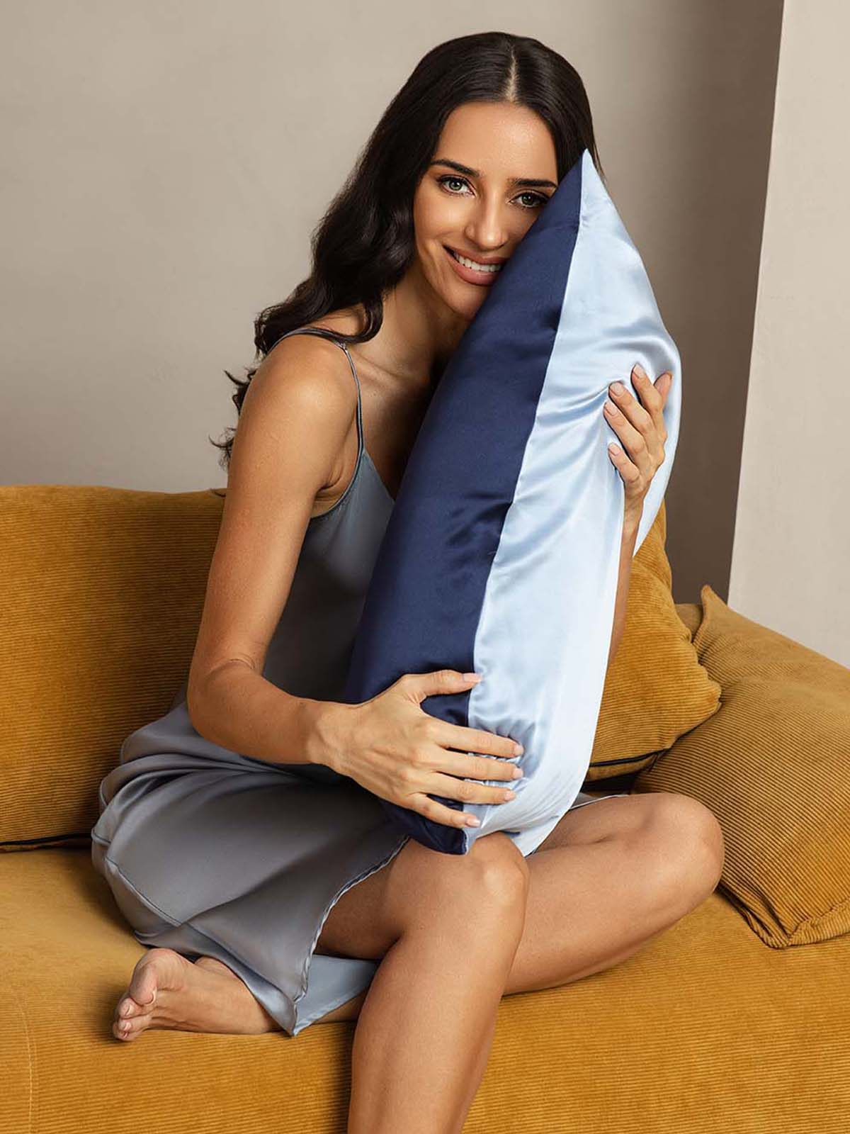 [Tummansininen+Vaaleansininen] SilkSilky-FI 22Momme Pillowcase 003