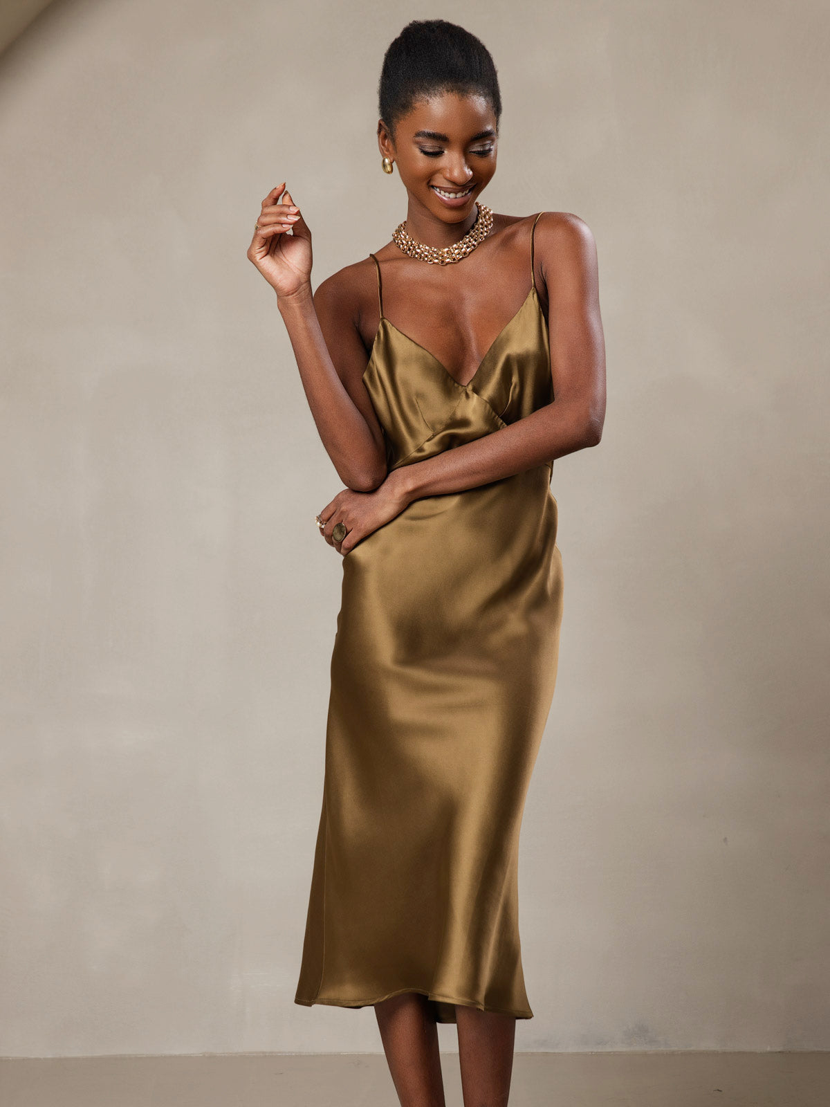[Ruskea] SilkSilky-FI 19Momme Dress 001