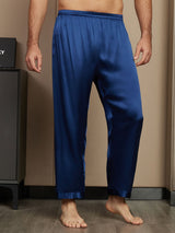 [Tummansininen] SilkSilky-FI Pure Silk Mens Sleep Bottoms 003