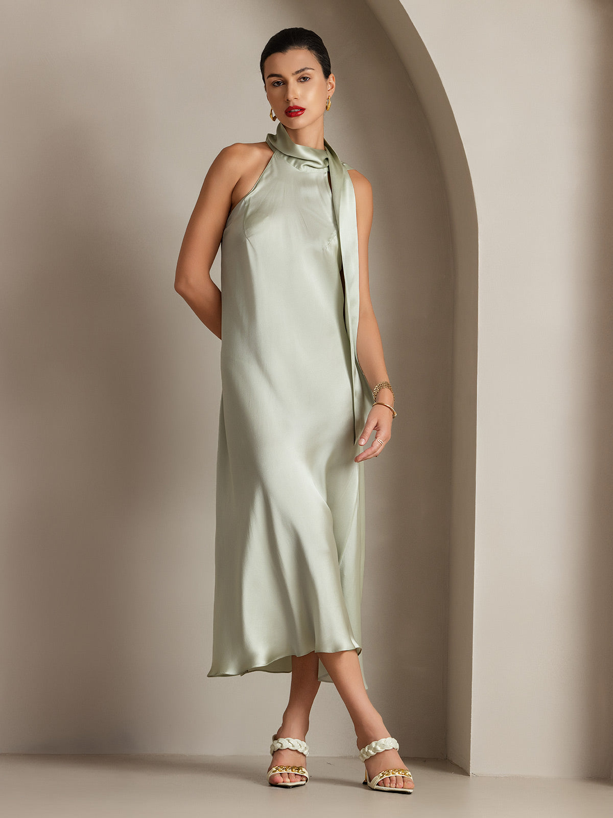 [Vaaleanvihreä] SilkSilky-FI 19Momme Dress 003