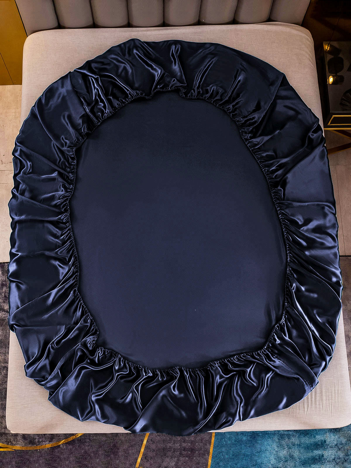 [Tummansininen] SilkSilky-FI 22Momme Pure Silk Sheet 003
