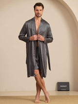 [Musta Ginkgo] SilkSilky-FI Long Sleeve Miesten Pyjamat 006