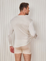 [Valkoinen] SilkSilky-FI Long Sleeve Round Neck Miesten T-paita 002
