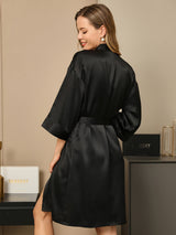 [Musta] SilkSilky-FI 3/4 Sleeve Naisten Aamutakki 002