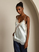 [Vaaleansininen] SilkSilky-FI Spaghetti Strap V Neck Camisole Top 006