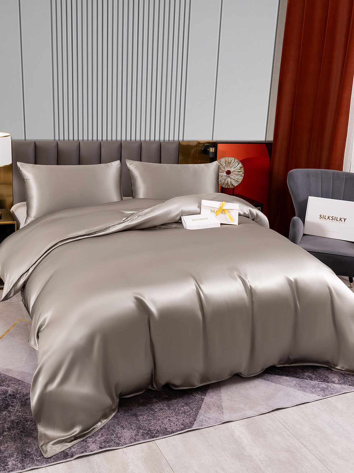 [Harmaa] SilkSilky-FI 22Momme Bedding Set 003
