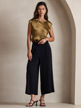 [Ruskea] SilkSilky-FI Cap Sleeve Round Neck Naisten T-paita 005