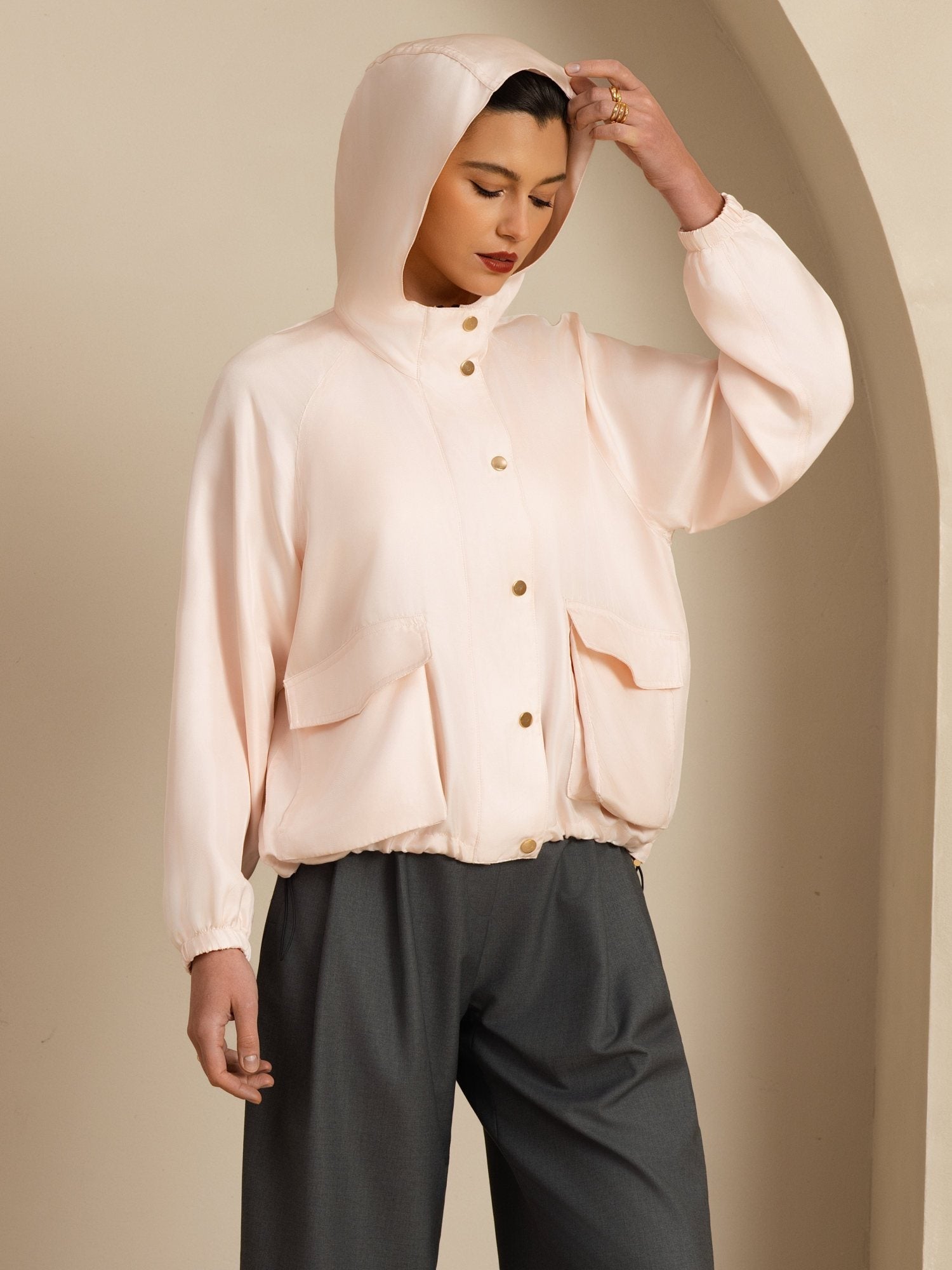 [Pinkki] SilkSilky-FI Pitkähihainen Korkea Kaulus Naisten Päällysvaatteet 001