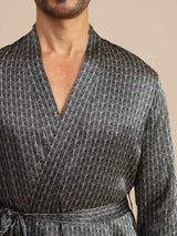 [Musta Ginkgo] SilkSilky-FI Long Sleeve V Neck Miesten Aamutakki 005