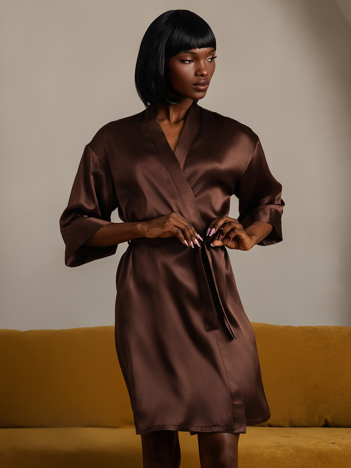 [Kahvi] SilkSilky-FI Womens Robe 005