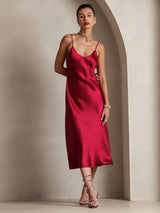 [Viini] SilkSilky-FI Spaghetti Strap V Neck Mekko 001