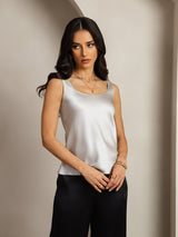 [Hopea] SilkSilky-FI 19Momme Hihaton Syvä Pyöreä Pääntie Camisole Top 005