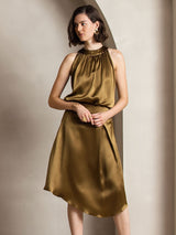 [Ruskea] SilkSilky-FI Sleeveless Halterneck Naisten T-paita 007