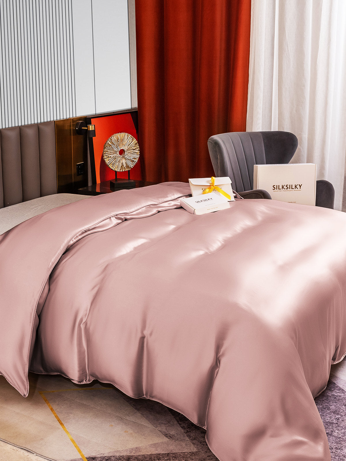 [Vaalean Mauve] SilkSilky-FI 22Momme Duvet Cover 004