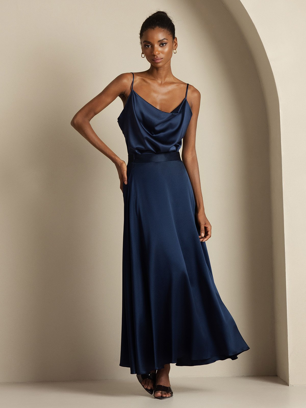 [Tummansininen] SilkSilky-FI 19Momme Womens Outfit Sets 007,