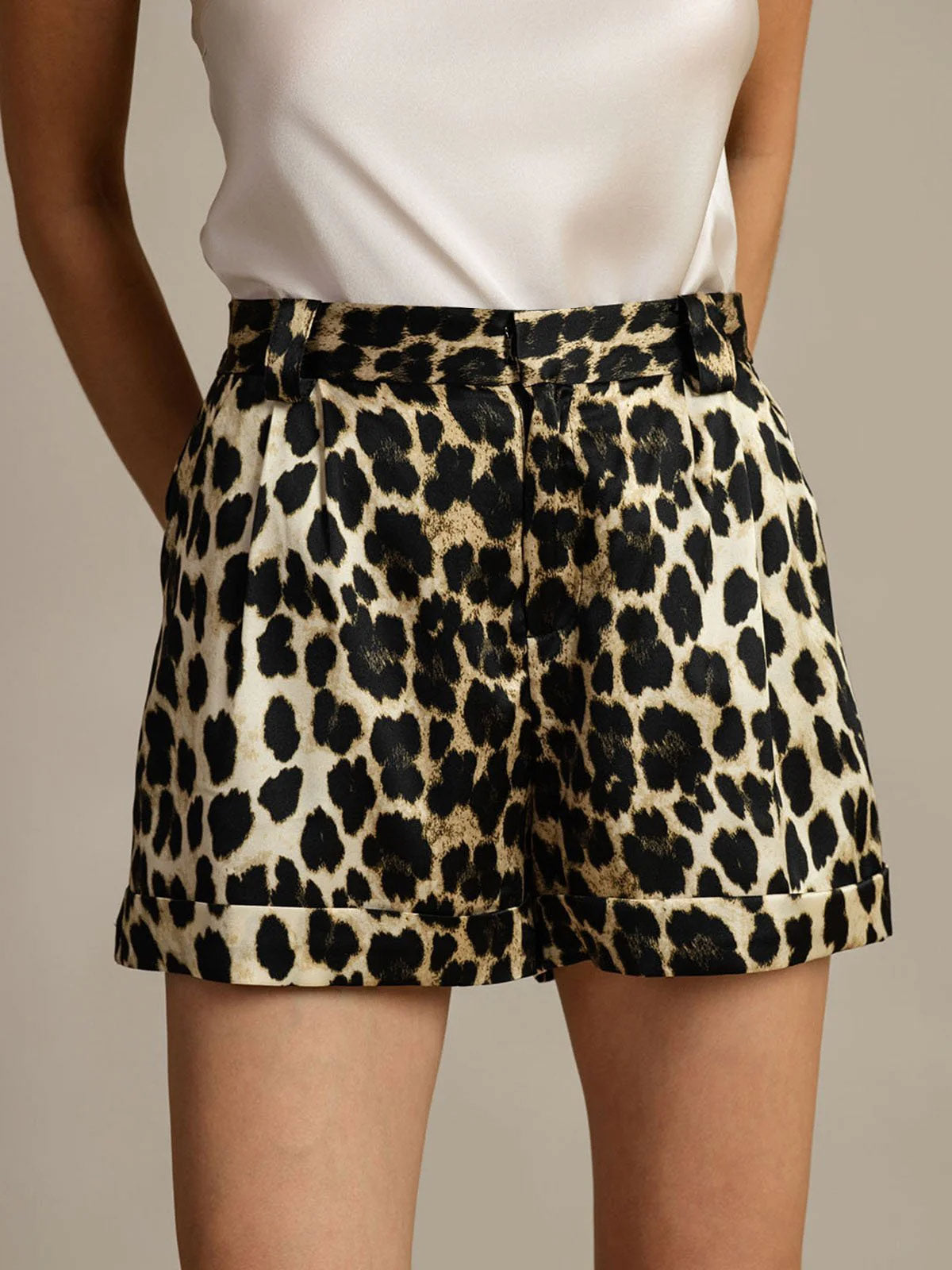 [Leopardi] SilkSilky-FI 19Momme Womens Shorts 004