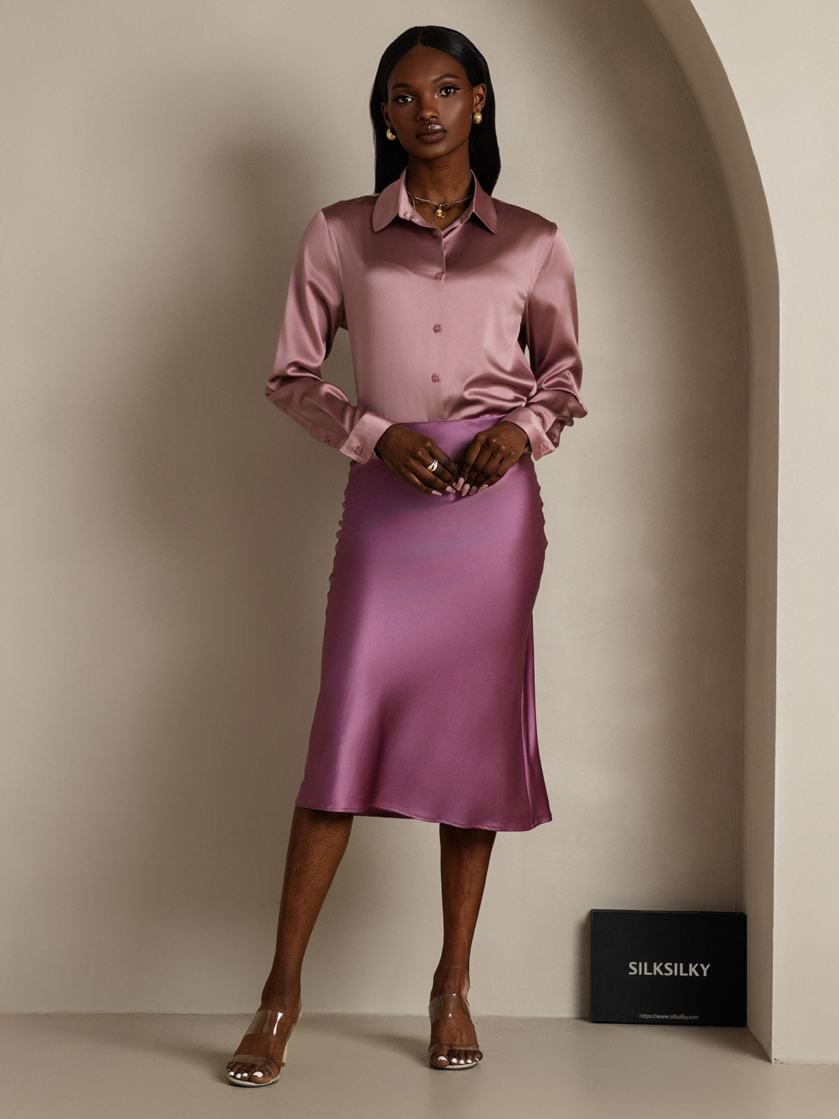 [Tumma Violetti] SilkSilky-FI 19Momme Pure Silk Skirt 006