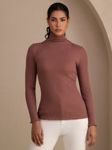 [Kamee Ruusu] SilkSilky-FI Long Sleeve Turtle Neck Naisten T-paita 001