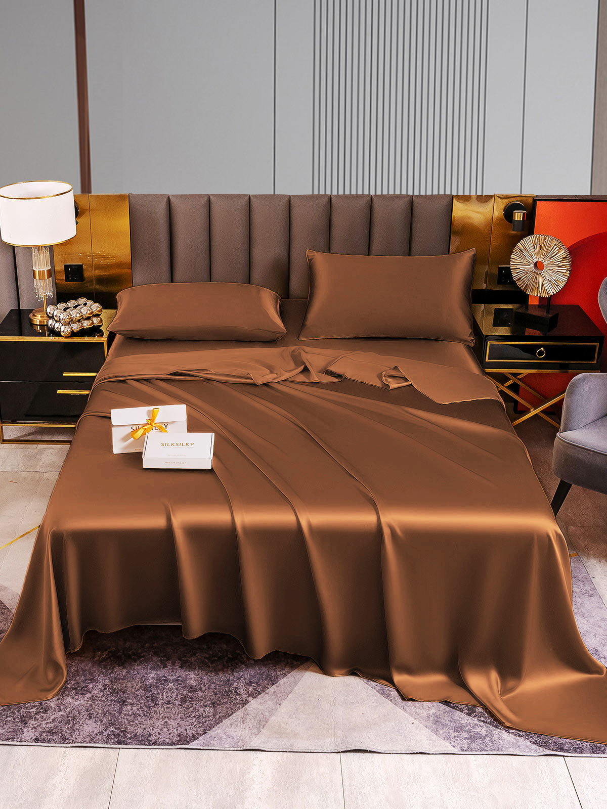 [Kahvi] SilkSilky-FI 22Momme Bedding Set 005