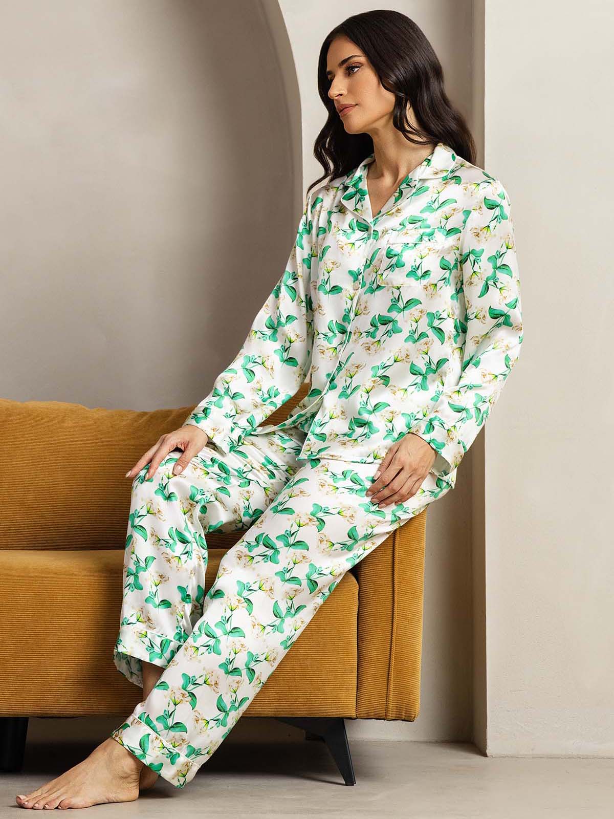 [Vihreä Kukka] SilkSilky-FI Womens Pajamas 004