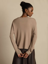 [Tan] SilkSilky-FI Long Sleeve Naisten Cardigan 002