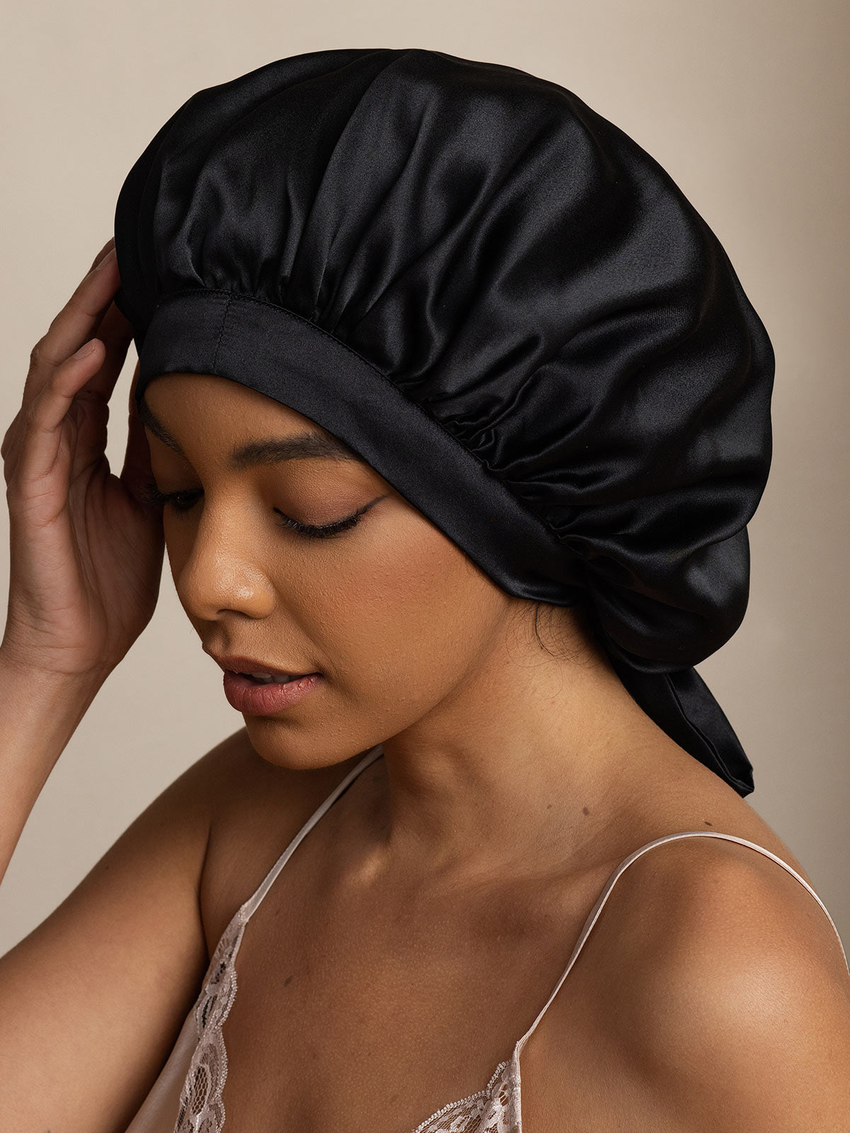 [Musta] SilkSilky-FI Sleep Cap 002