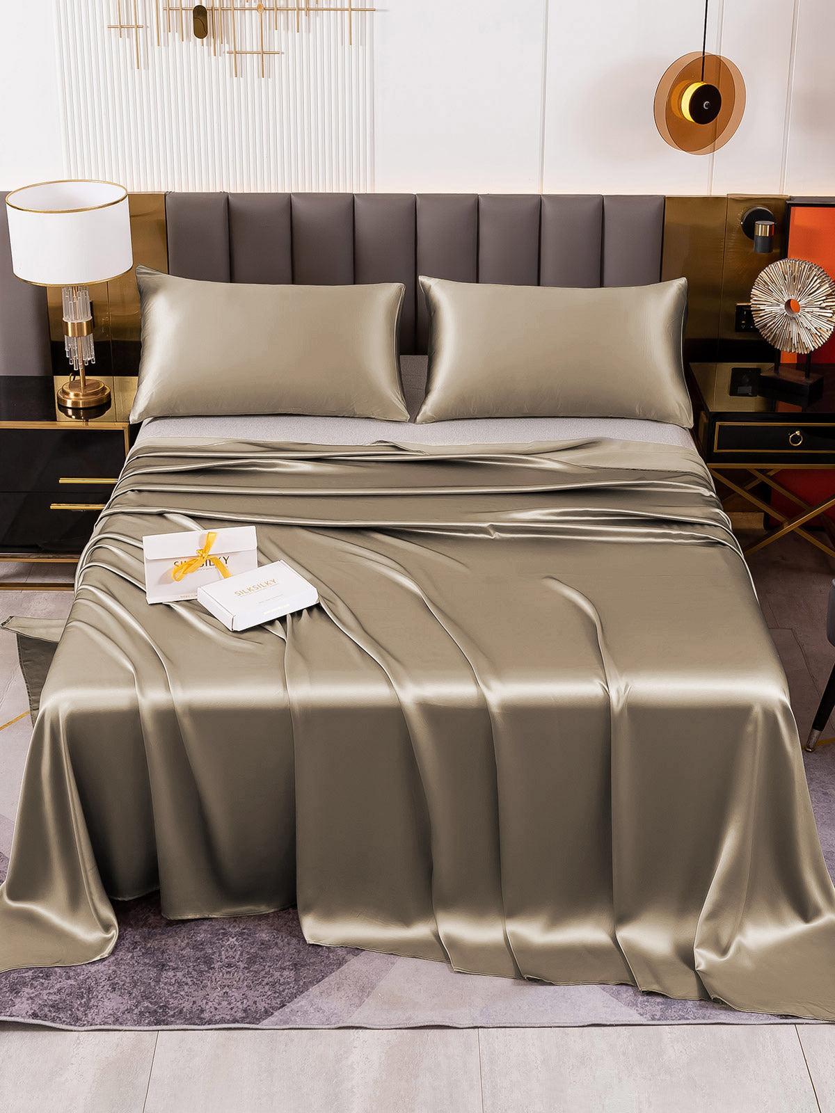 [Khaki] SilkSilky-FI 19Momme Bedding Set 002