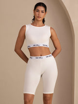 [Valkoinen] SilkSilky-FI Sleeveless Crew Neck Women's Outfit Sets 001