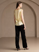 [Vaaleankeltainen] SilkSilky-FI Sleeveless Round Neck Camisole Top 002
