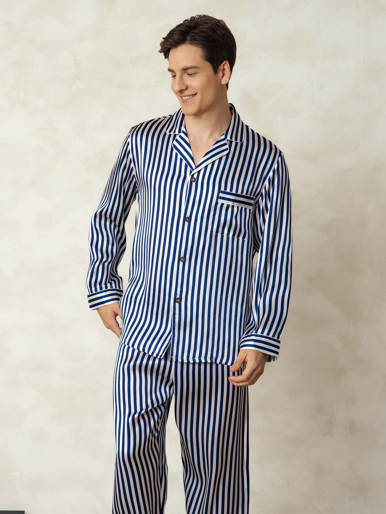 [Laivasto Raita] SilkSilky-FI 19Momme Mens Pajamas 005