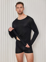 [Musta] SilkSilky-FI Long Sleeve Round Neck Miesten T-paita 001
