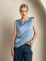 [Harmaansininen] SilkSilky-FI Sleeveless Round Neck Camisole Top 001