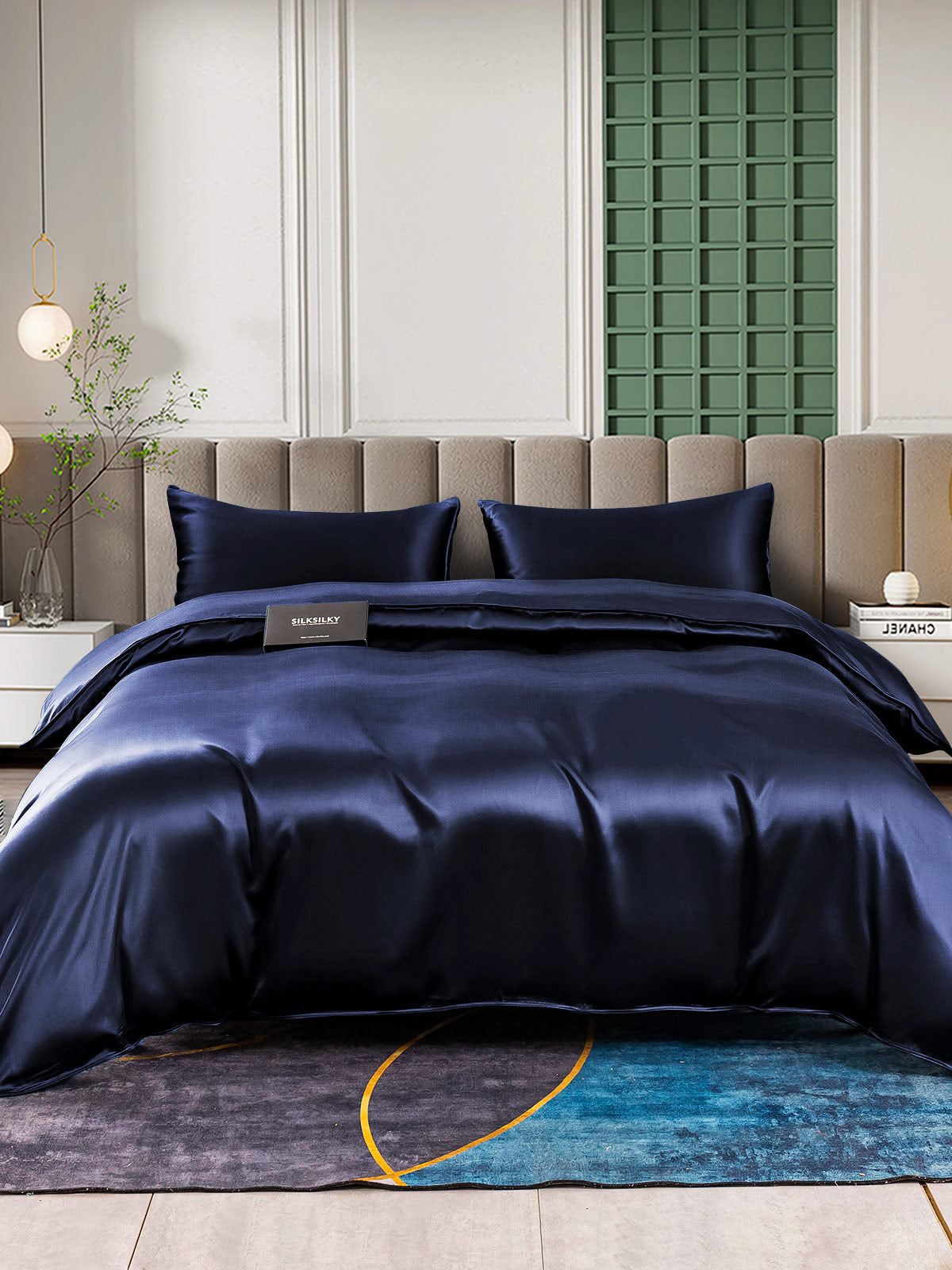 [Tummansininen] SilkSilky-FI 25Momme Bedding Set 002