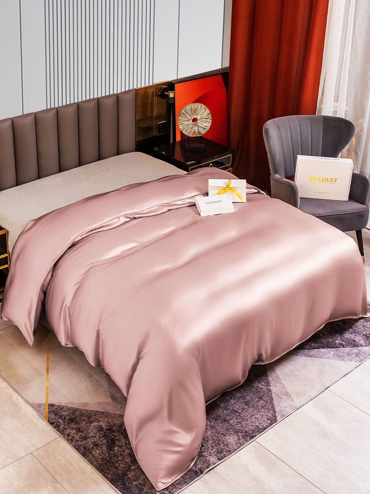 [Vaalean Mauve] SilkSilky-FI 22Momme Duvet Cover 002