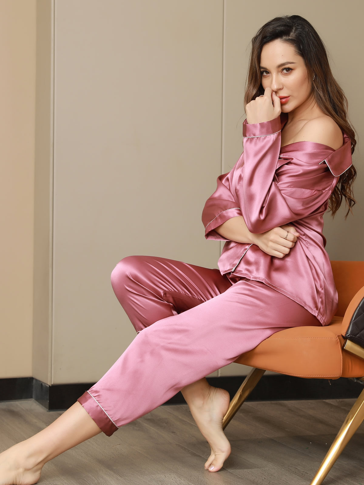 [Vaalean Mauve] SilkSilky-FI Womens Pajamas 001