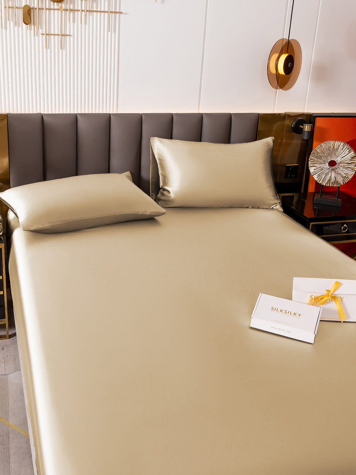 [Beige] SilkSilky-FI 19Momme Bedding Set 004