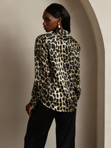 [Leopardi] SilkSilky-FI Long Sleeve Lapel Collar Naisten paita 002