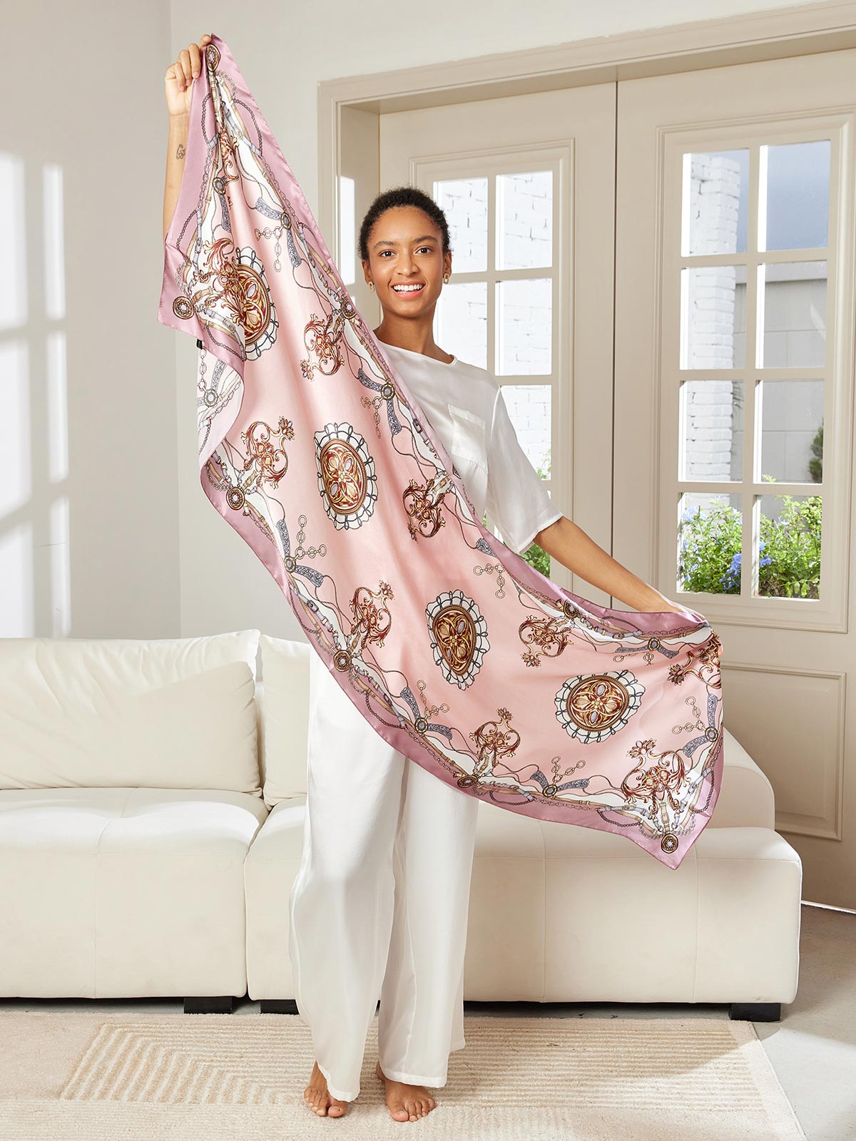 SilkSilky FI Pure Silk Scarf Pinkki 004