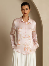 [Pinkki] SilkSilky-FI Long Sleeve Lapel Collar Naisten paita 003