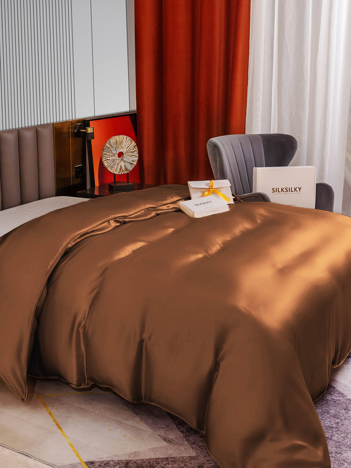 [Kahvi] SilkSilky-FI 22Momme Duvet Cover 004