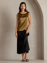 [Ruskea] SilkSilky-FI Sleeveless Round Neck Camisole Top 001