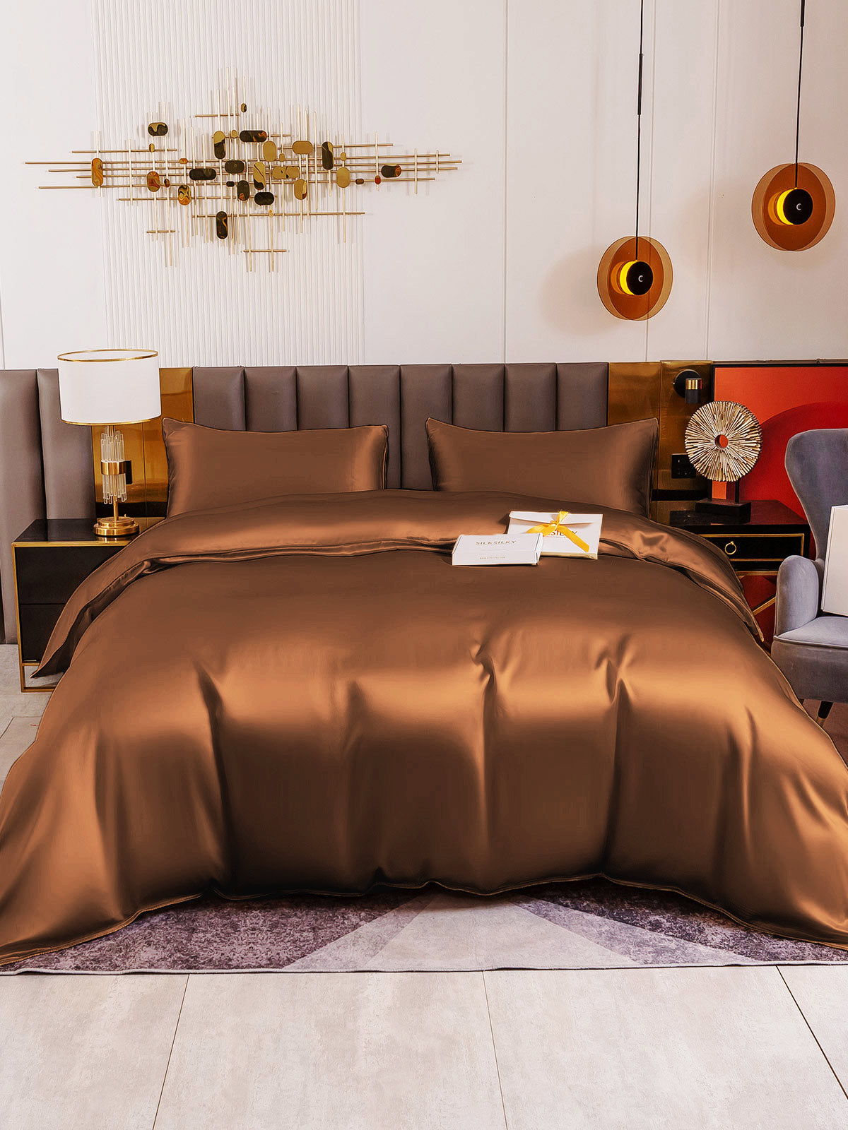 [Kahvi] SilkSilky-FI 19Momme Bedding Set 005