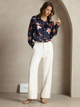 [Laivasto Kukka] SilkSilky-FI Long Sleeve Lapel Collar Naisten paita 006