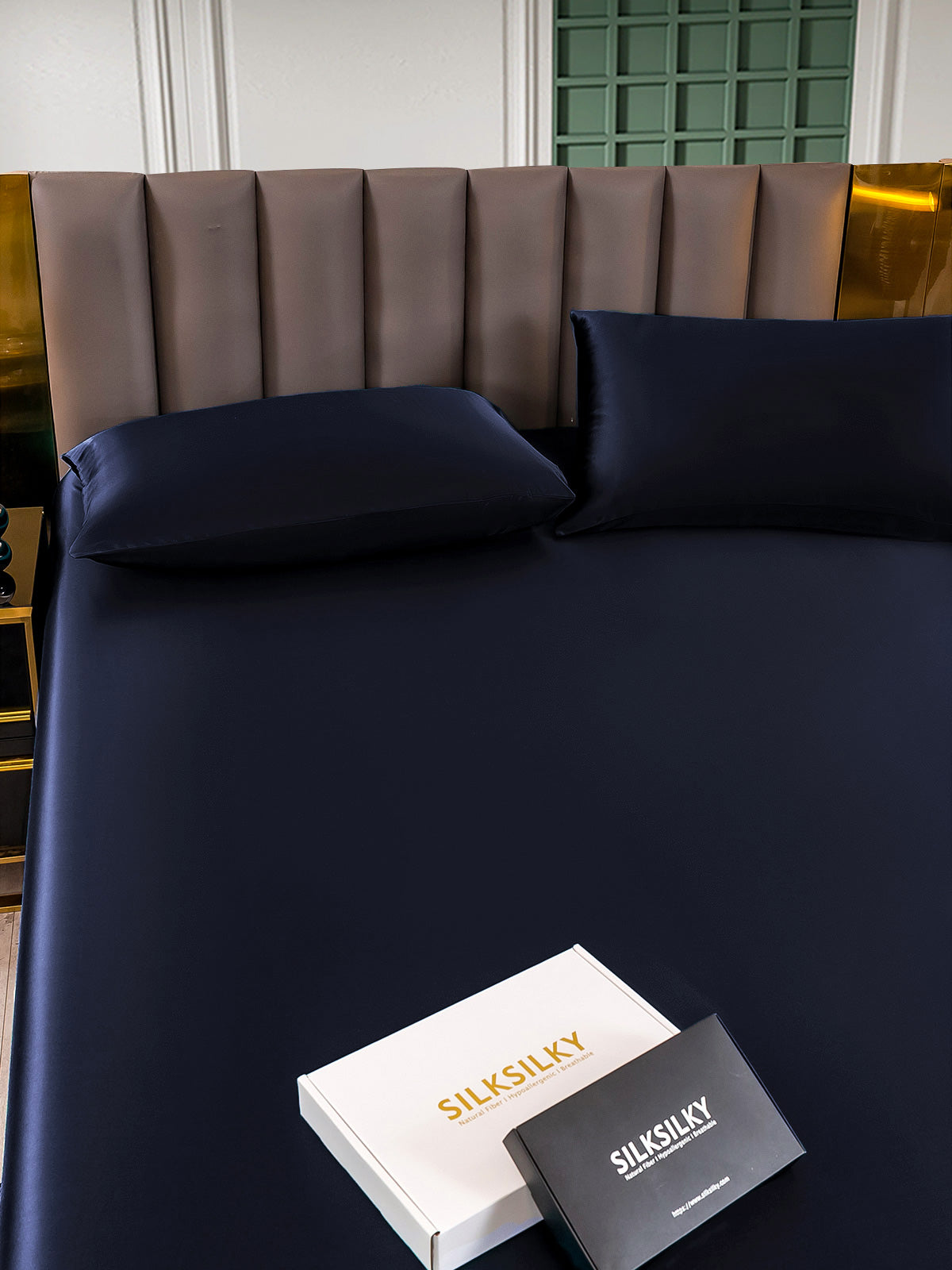 [Tummansininen] SilkSilky-FI 25Momme Bedding Set 005