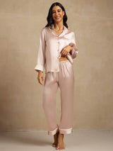 [Pinkki] SilkSilky-FI Pitkähihainen Notkokaulus Naisten Pyjamat 001