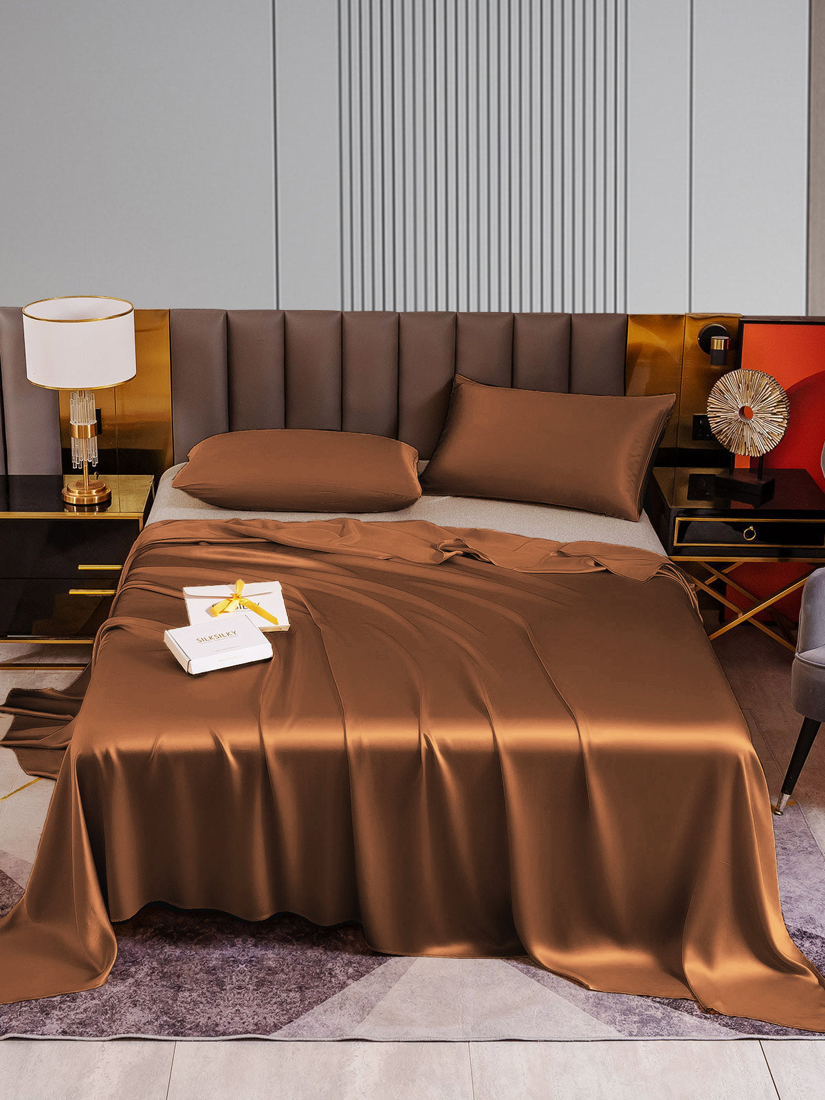 [Kahvi] SilkSilky-FI 22Momme Bedding Set 001