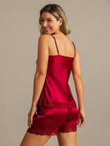 [Viini] SilkSilky-FI Spagettihihna V Neck Camisole Setti 002