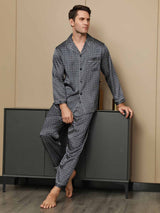 [Laivasto Ginkgo] SilkSilky-FI Long Sleeve Notkokaulus Miesten Pyjamat 001